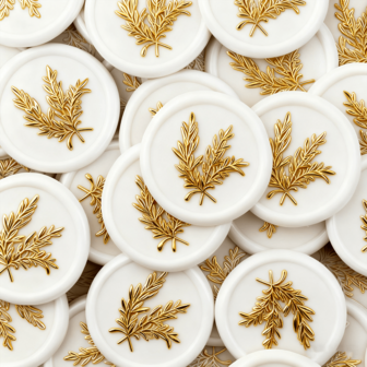 25张/包 镀金/无镀金迷迭香图案蜡封贴纸，适用于婚礼请柬、派对请柬装饰、礼品包装、剪贴簿装饰