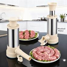 304不锈钢手动灌肠器和肉丸制作器，多功能厨房工具，可制作虾丸、鱼丸，易于清洗 - 卡其色 - 查看 8