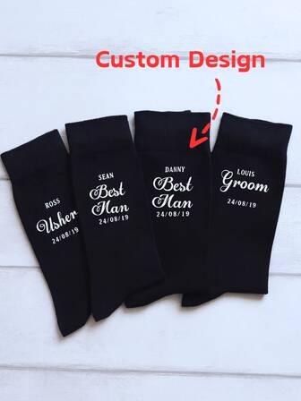 1 paire de chaussettes personnalisées pour garçons d'honneur, cadeau personnalisé pour la fête de mariage, chaussettes à monogramme formel pour garçons d'honneur, témoin