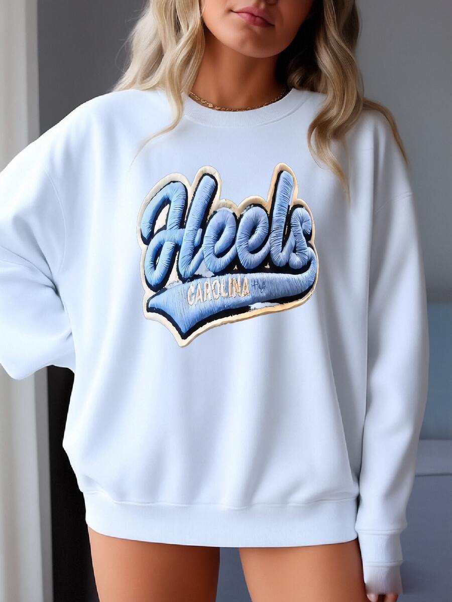 Vintage North Carolina Tar Heels Corduroy Hat Cap Blue Unc Ncaa Y2k Sweatshirt - 白色 - 查看 1