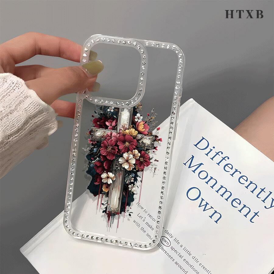 Printed Phone Case, Suitable For IPhone 17 Pro 17Air 17 17promax, 16 15pro 14 14 Plus 14 Pro Max 13 13 Pro 12Pro 11pro Promax Series. Anti-Drop And Stain-Resistant Soft Case, Diamond Decoration.Double-Sided Diamond Inlay Three-In-One - Multicolor - View 1