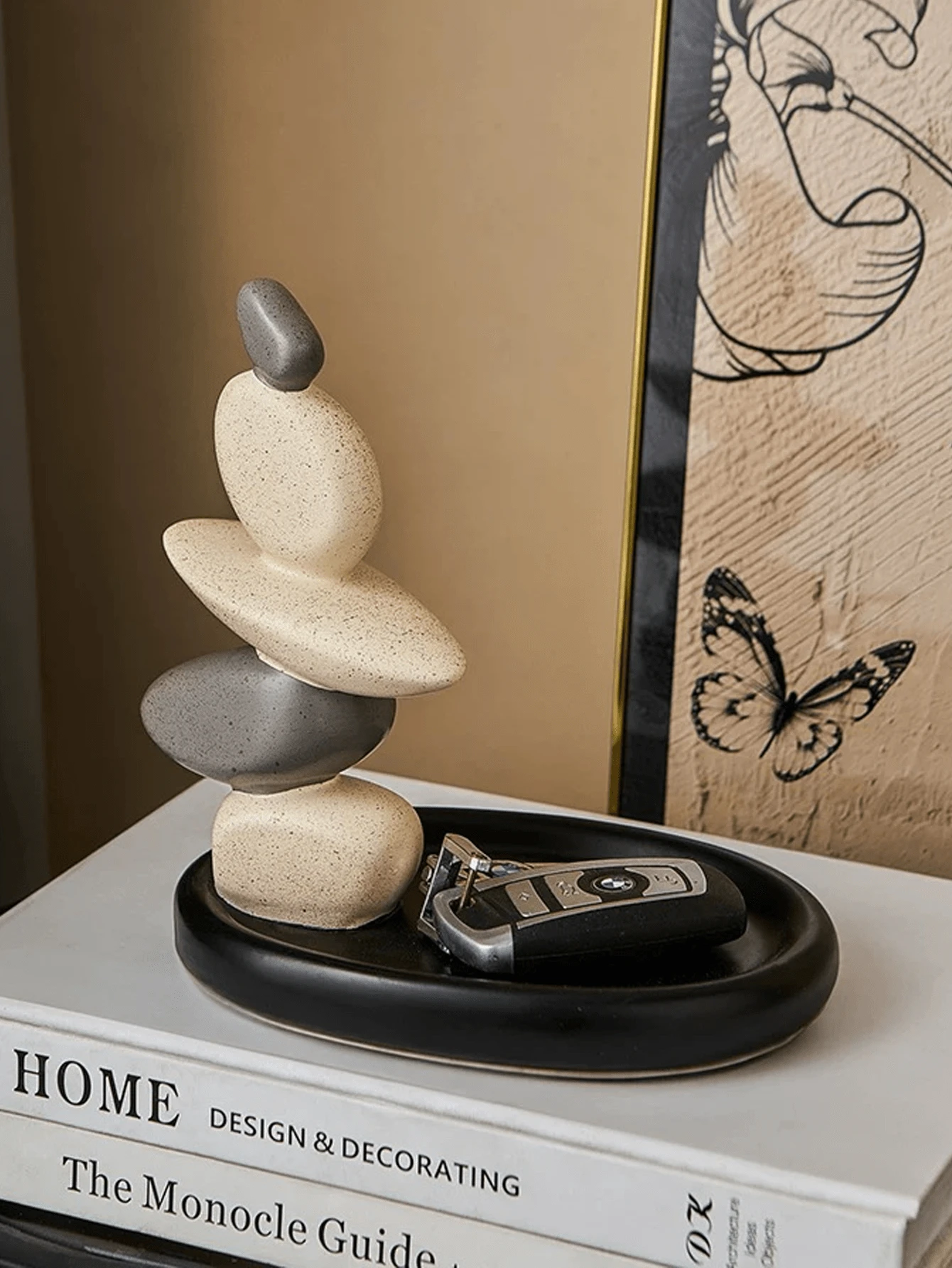 1 pieza Bandeja de lujo moderna y de alta gama para oficina/sala de estar/gabinete de TV, hogar, entrada, exhibición y organización de llaves/joyas/cosméticos/anillos, decoración de mesa, accesorio de fotografía