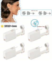 4 Packs Ear Piercing Kit Disposable Ear Piercing Gun Self Ear Piercings Gun Kit Tool With Cubic Zirconia Stud Earrings,At Home Self Ear Piercer Kit - White Or Pink - View 18