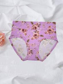 6pcs Rose Print Soft Milk Silk Plus Size Women Underwear - Multicolor - View 6