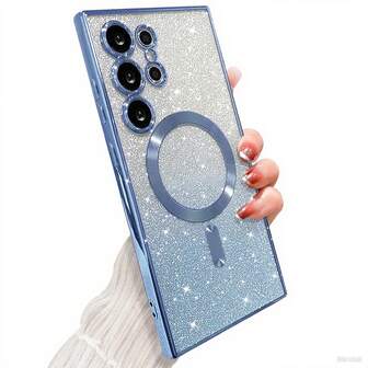 Magnetic Adsorption Gradient Transparent Electroplated Glossy Soft TPU Phone Case For Samsung Galaxy S25FE A17 A56 A36 A55 A15 A36 A26 A16, Full-Body Protection For Camera Lens, Suitable For A Series And S Series Phones