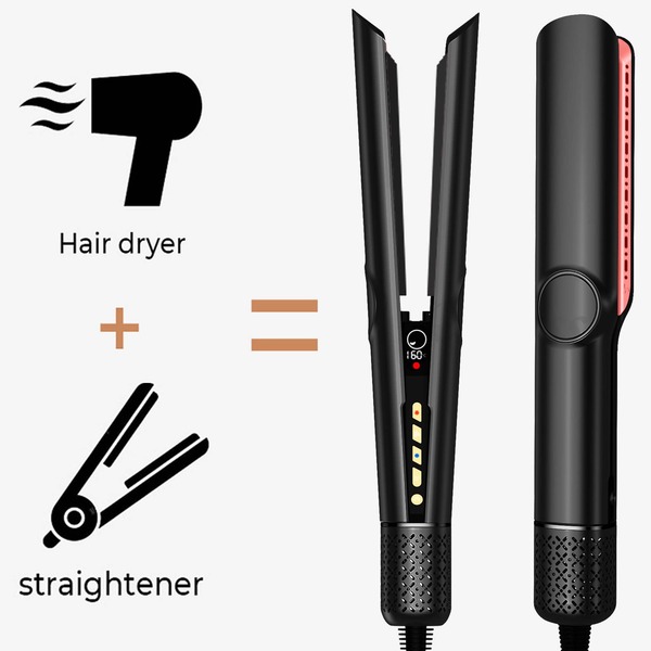 UKLISS Secador de Cabelo e Alisador Iônico 2 em 1, Fluxo de Ar de Alta Velocidade + Aquecimento Rápido + 3 Configurações de Temperatura + Visor LCD e Desligamento Automático, Adequado para Todos os Tipos de Cabelo, Ótimo para Presentes de Férias (Cinza Dourado/Preto Rosé Dourado)