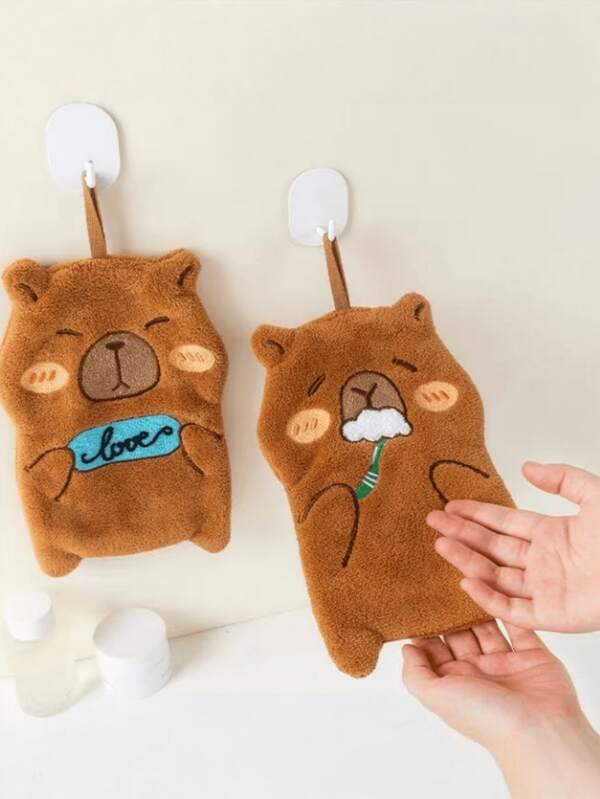 1 pezzo Asciugamano da mano in pile di corallo di capibara, asciugamano da mano appeso spesso e senza pelucchi, assorbente