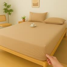400 Thread Count Bedding Set, Elastic Fitted Sheet, Palito Stitch, Hotel, Single, Double, Queen, King, Premium - 榛子 - 查看 2