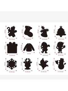 12 قطعة من لوحات الفن بالخدش للكريسماس، تشمل رجل الثلج، رجل الزنجبيل، الرنة، الجرس، شجرة ، لوحات الفن بالخدش، ديكورات، كتاب فن الخدش للتعليق، هدايا حفلات ، هدايا للفصول الدراسية (ألوان وأنماط عشوائية)، زينة شجرة