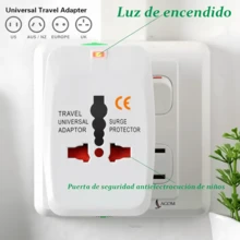 Adaptadores de enchufe internacionales de 2 paquetes con interruptores de enchufe de la UE y EE. UU. y cargador incorporado, interfaz universal, múltiples métodos de conexión, adecuados para viajar a varios países de Australia, EE. UU., Reino Unido, Nueva Zelanda y Europa. - Blanco - Ver 4