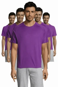 THEGEWA 5 Breathable Sports T-Shirts, Different Colors, Various Sizes, From XS To 3XL - Purple - View 4