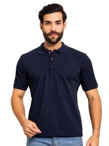 Men's Premium Casual Cotton Polo Shirt, Basic Piqué Fabric - 藏蓝色 - 查看 1