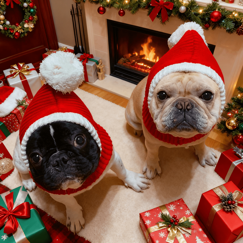 1 pieza Sombrero de Navidad para gato y perro, accesorio cálido de 360 grados para perros, accesorio para gatos, sombrero de gato, estilo de festival de Año Nuevo, accesorio para mascotas, disfraz para gatos, perros y conejos en otoño e invierno