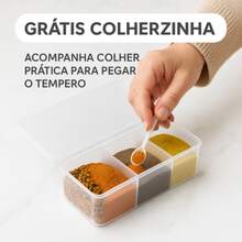 Spice Jar Organizer With 4 Compartments And Free Spoons - 透明 - 查看 2