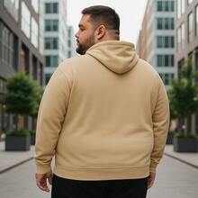 Plus Size Plain Flannel Unisex Winter Comfortable Hooded Sweatshirt Pocket Sizes XG G4 Casual - Màu be - Xem 1