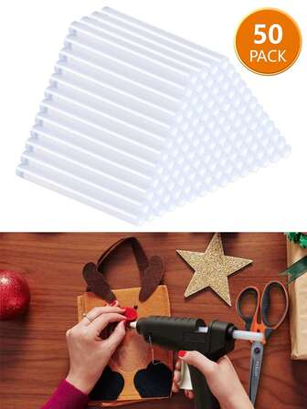 50支装迷你热熔胶棒，长4英寸，直径0.27英寸 - 多用途低温胶棒，适用于儿童手工、DIY艺术项目、学校创作、史莱姆制作、模型制作、家居装饰和快速维修 - 易于使用，兼容大多数迷你/小型热熔胶枪