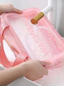 Large Double-Layer Waterproof Makeup Bag - White - View 11