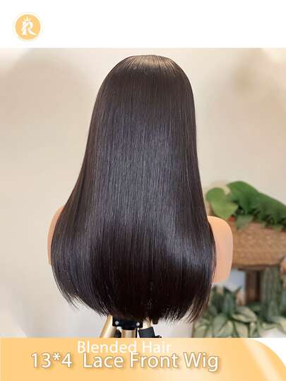 鲍勃假发 6-16 英寸 180 密度混合假发直发蕾丝前部巴西直发真人发假发透明蕾丝自然黑/棕/酒红色/橙色混合发由真人发与合成纤维和蛋白质细丝混合而成