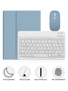 [Wireless Keyboard Case With Mouse] Wireless Bluetooth Keyboard Case With Detachable Wireless Mouse, Compatible With IPad Air 1/Air 2/Air 3/Air 4/Air 5/6, Compatible With IPad 5th/6th/7th/8th/9th/10th/11th Gen, Compatible With IPad Pro 12.9" (2020/2021/2022), Compatible With IPad Pro 11" (2018/2020/2021/2022), Galaxy Tab And Redmi Pad SE - Soft TPU Back Cover, Magnetic Detachable, With Pen Slot