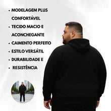 Plus Size Plain Flannel Unisex Winter Comfortable Hooded Sweatshirt Pocket Sizes XG G4 Casual - Black - View 3