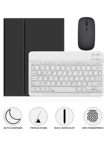 [Wireless Keyboard Case With Mouse] Wireless Bluetooth Keyboard Case With Detachable Wireless Mouse, Compatible With IPad Air 1/Air 2/Air 3/Air 4/Air 5/6, Compatible With IPad 5th/6th/7th/8th/9th/10th/11th Gen, Compatible With IPad Pro 12.9" (2020/2021/2022), Compatible With IPad Pro 11" (2018/2020/2021/2022), Galaxy Tab And Redmi Pad SE - Soft TPU Back Cover, Magnetic Detachable, With Pen Slot