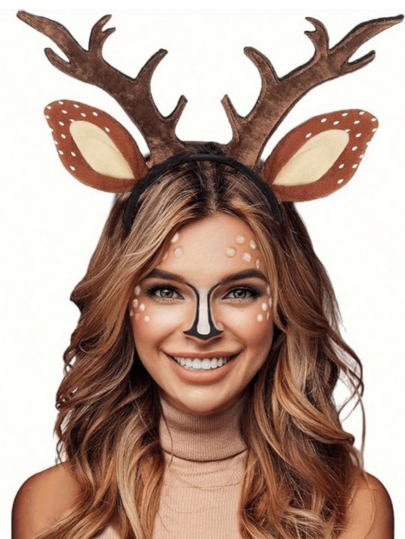 Deer Horn Headband, Deer Costume, Cute Reindeer Horn Ear Costume Accessories For Halloween Christmas Role-Play Party Gift Supplies, Reindeer Horn Ear Headband Deer Costume Accessories.