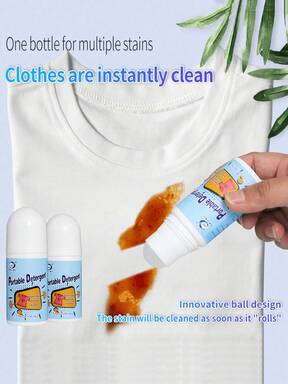 قطعة واحدة/ قطعتين/ 3 قطع منظف بقع 50مل محمول لنداوة الملابس، منظف قوي سحري قلم التنظيف، منظف طارئ سريع في شكل أسطوانة لملابس وأقمشة، أداة تنظيف