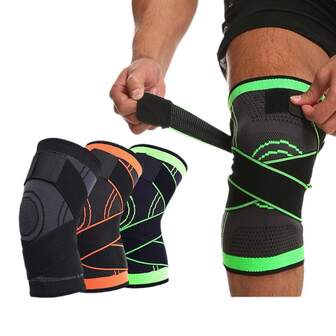 1pc Short Sports Compression Knee Sleeve, Knitted Double Strap Design For Men & Women, Outdoor Basketball, Fitness, Running, Hiking, Cycling