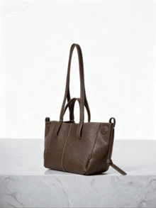 CHICVUE New Fashion Casual Simple Large Capacity Tote Brown Handbag, New Arrival Tote Bags For Woman Winter Gifts - Coffee Brown - View 3