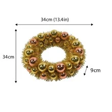 Ghirlanda natalizia da 34*34*9 cm con palline dorate e color oro rosa per decorazione di porte e pareti