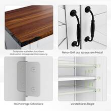 Farmhouse Storage Cabinets With Drawers And Adjustable Shelves, White Kitchen Cabinets With Walnut Countertops, Modern Coffee Bar Console Cabinets For Kitchen, Dining Room, Bathroom, Entryway - 1 - 查看 7