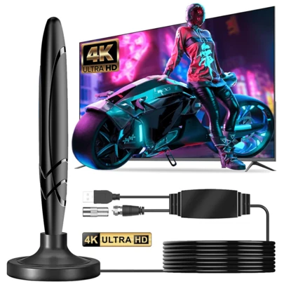 2026 New 150 Mile Range Digital TV Antenna - Supports 720p 1080p 4K 8K - Includes 16.4ft Coaxial Cable - USB Powered, Local Channel Digital Smart TV Antenna, No Battery Required