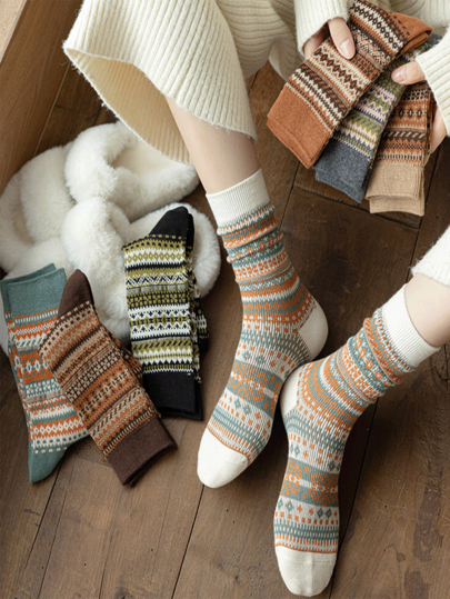 2/4/6/8/10 pares de calcetines unisex de estilo retro hasta el tobillo, aptos para usar en otoño/invierno