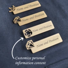 1pc Customized Engraved Stainless Steel Brushed Name Tag, Company Work ID Badge With Magnetic Clasp, Colorful, Cute, Adorable, Funny, Kawaii, Y2K, Stylish, Unisex, Casual, Custom, Personalized, Unique, Customized, Ideal Gifts For Him, Ideal Gifts For Her, Her, Boyfriend, Girlfriend, Family, Friends, Delicate Romance, Winter Grace,New Year Glamour