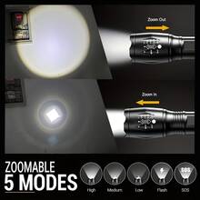 4 Pack Rechargeable High Power LED Flashlight With Zoom Spotlight, USB Cable, Super Bright, Long Range, Tactical Work Light For Camping, Hunting, Hiking, Emergencies - 4件 - 查看 3
