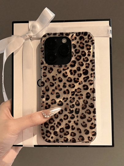 1pc Leopard Print Pattern Silicone Phone Case Full Body Protection Shockproof TPU Soft Rubber Case Color: Suitable For Men And Women Apple16 15 14 13 12 11