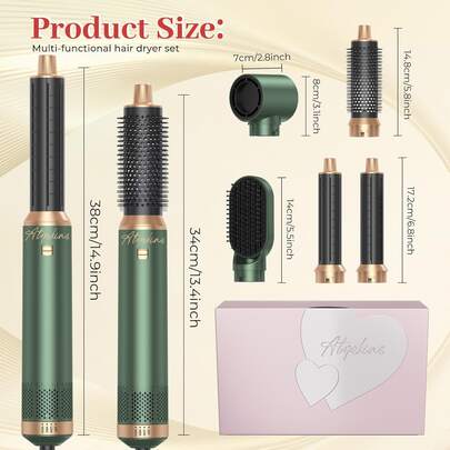 ATOPSKINS 5-In-1 Hot Air Brush & Blow Dryer - Auto Curling, Fast Heating, Detachable Design | All-In-One Hair Styling Tool, Ideal Christmas Gift & Travel Must-Have