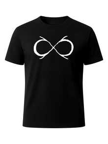 Playera gráfica para hombre con estampado único del símbolo del infinito abstracto y desgastado. Cómoda Playera de mezcla de algodón, manga corta y cuello redondo, ideal para un estilo informal de calle. - Negro - Ver 2
