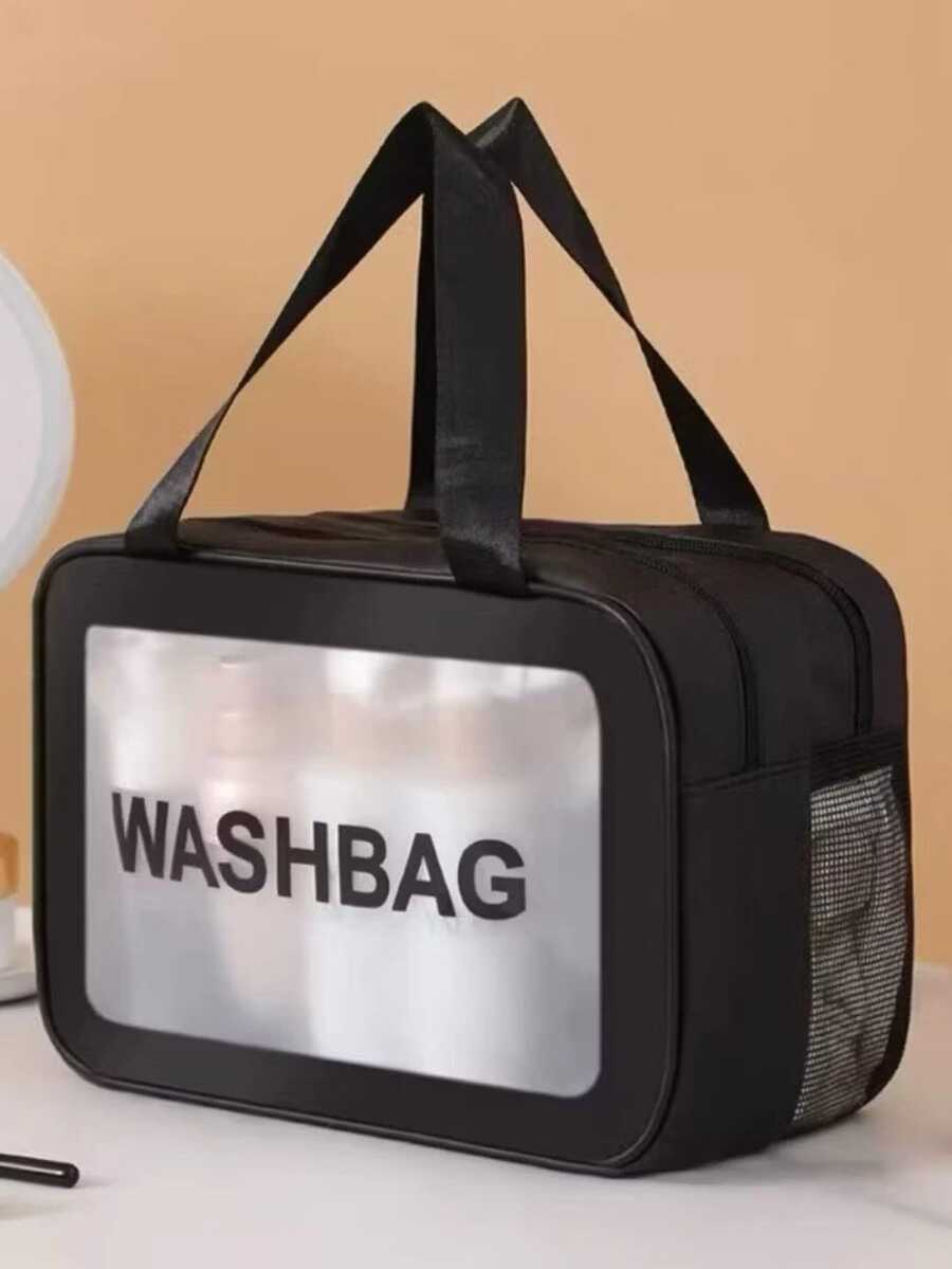 Large Double-Layer Waterproof Makeup Bag - màu đen - Xem 1