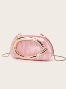 Milky Way Acrylic Clutch Purse For Women Marbling Evening Wedding Handbags Acrylic Shell Box Purses For Party Prom Cocktail - 粉色 - 查看 1
