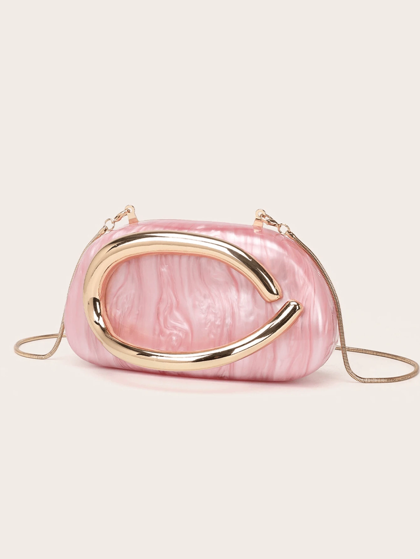 Milky Way Acrylic Clutch Purse For Women Marbling Evening Wedding Handbags Acrylic Shell Box Purses For Party Prom Cocktail - 粉色 - 查看 1