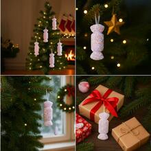 60 Colgantes Navideños Árbol Navidad Caramelo Dulce Rosa Claro, Ideal para Navidad, Fiestas Navideñas, Eventos Decembrinos, Momentos Especiales de Temporada, Espíritu Navideño, Ambiente Navideño, Ornamento para el Hogar, Adorno Festivo para Interiores, Colección de Colgantes, Accesorio Festivo - 60Pcs - Ver 3