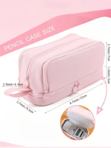 حقيبة قرطاسية شخصية - علبة قلم مدرسية متعددة الجيوب مقاومة للماء، حقيبة تخزين قرطاسية سفر مكتبية من قماش ناعم