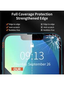2Pcs Full Coverage High-Definition Tempered Glass Screen Protector Compatible With IPhone 17 Pro Max/17 Pro/17 Air/17/16 Pro Max/15/14/13/12/11/X Series, Shatterproof&Durable Tempered Glass, Applicable To Daily Fall-Resistant & Scratch-Resistant Phone Screen Protector Phone Accessories, Shockproof, Anti-Fingerprint, 9H Hardness, Shockproof, Full Cover Screen Protector - 2 Pcs - View 8
