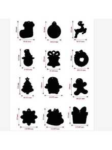 12 قطعة من لوحات الفن بالخدش للكريسماس، تشمل رجل الثلج، رجل الزنجبيل، الرنة، الجرس، شجرة ، لوحات الفن بالخدش، ديكورات، كتاب فن الخدش للتعليق، هدايا حفلات ، هدايا للفصول الدراسية (ألوان وأنماط عشوائية)، زينة شجرة