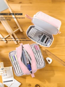 حقيبة قرطاسية شخصية - علبة قلم مدرسية متعددة الجيوب مقاومة للماء، حقيبة تخزين قرطاسية سفر مكتبية من قماش ناعم