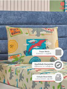 2-Piece Children's Bed Sheet Set With Elastic Band, Dino Unicorn Astronaut Print Kit, Boy Girl Single - 迪諾 - 查看 4