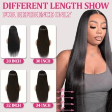 200% Density 13x4 Lace Front Wig - Brazilian Straight Wig Pre-Plucked Natural Hairline & Baby Hair Pre Bleached Knots Glueless Wigs Soft And Natural Look HD Lace Frontal Wigs For Women Elegant Style, High Volume - Natural & Black - View 13