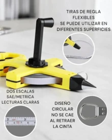 Cinta Metrica Flexometro 50m Fibra De Vidrio Pack 1 Unidad - Amarillo - Ver 3