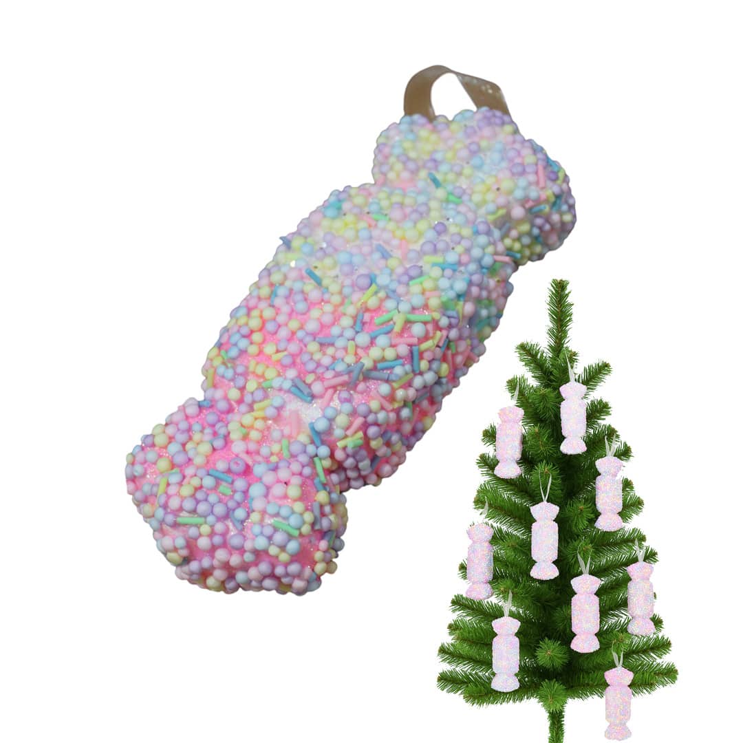 60 Colgantes Navideños Árbol Navidad Caramelo Dulce Rosa Claro, Ideal para Navidad, Fiestas Navideñas, Eventos Decembrinos, Momentos Especiales de Temporada, Espíritu Navideño, Ambiente Navideño, Ornamento para el Hogar, Adorno Festivo para Interiores, Colección de Colgantes, Accesorio Festivo - 60Pcs - Ver 1